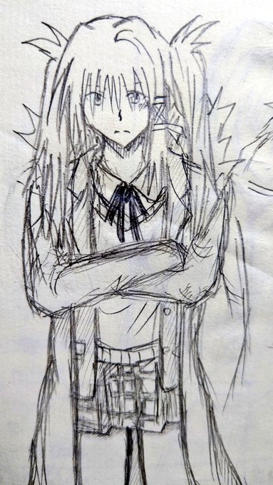 高校生の時に初めて描いたヨネンマエのすがたがこれ。ツインテール結び目のボサボサが消えている……そんなのあったか…… 