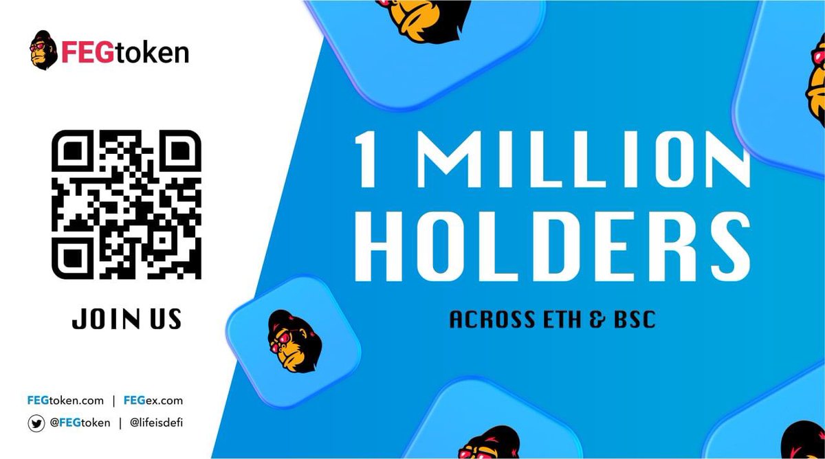 FEG has now surpassed 1 million holders! Thank you all so much for trusting in our vision of #BringingDeFiTogether! With a multitude of never before seen tech dropping throughout 2022, its only inevitable that we will make our mark in #DeFi!!! 

#inevitable #FutureOfDeFi