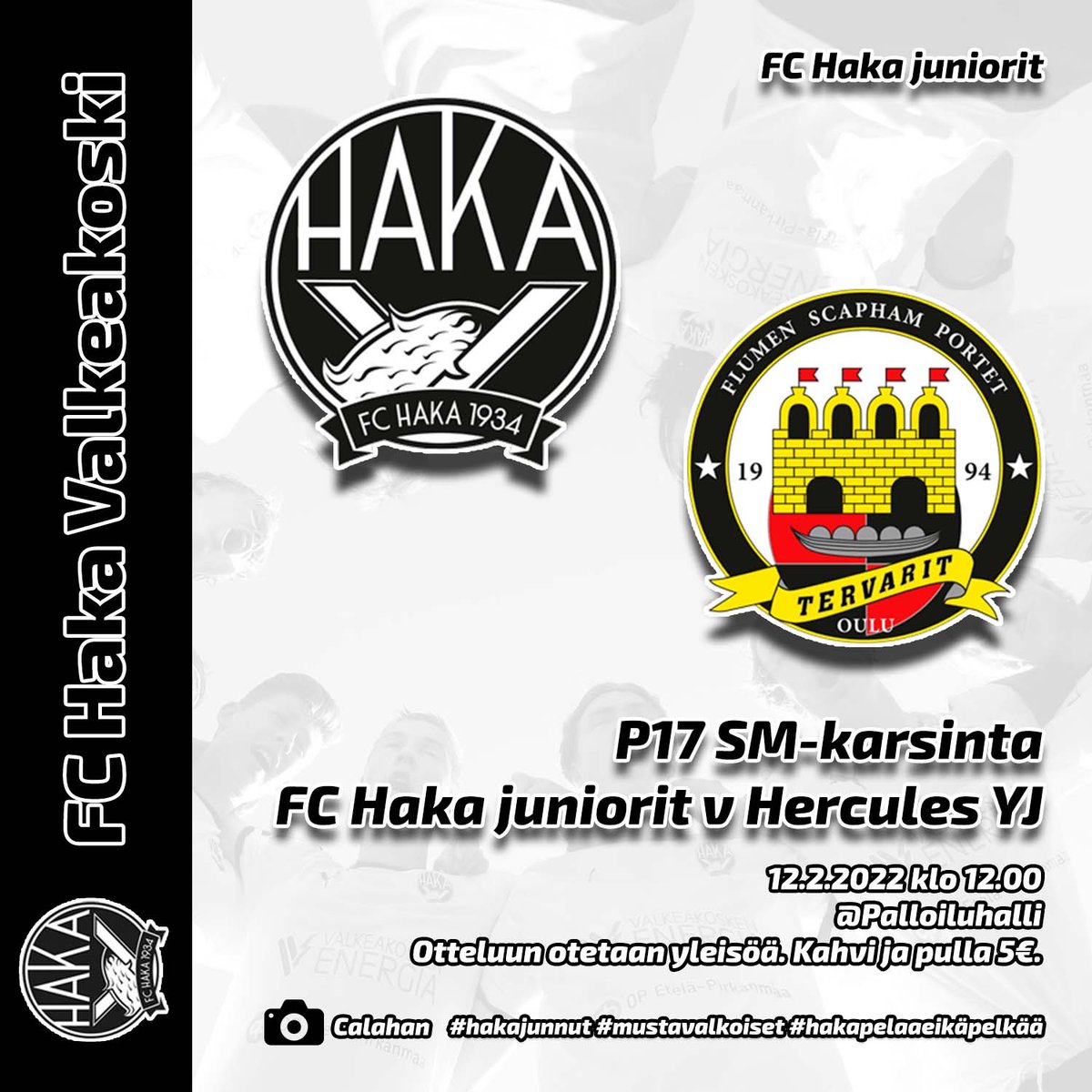 Otteluennakko: P17SM Haka junnut - Hercules YJ fchakajuniorit.fi/2022/02/11/ott… #hakapelaaeikäpelkää #hakajunnut <a href="/OulunTervarit/">Tervarit</a> ☀️ ⚽