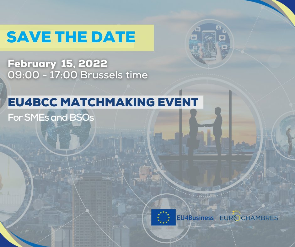 EU4BCC_BioFood's tweet photo. Haven't you registered yet? 😱 Don't miss the opportunity to attend the EU4BCC #matchmaking event, taking place on 15th February, from 9.00 to 17.00 CET, within the framework of the @EU4BCC 
Register here! https://t.co/ChYghEASzi
More information https://t.co/BZpMLuYOGT
#EU4BCC https://t.co/vCnyDmSc8y