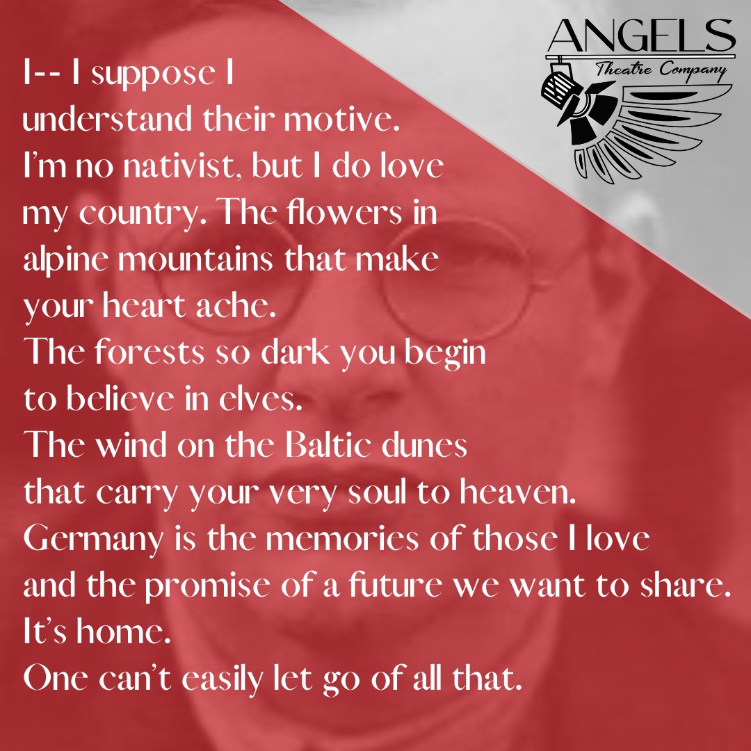 AngelsTheatre's tweet photo. Home. A place of love, beauty, community, culture, and friendship, through every adversity. Home is a place to fight for. And, for many, Germany was—and is—home.
Hear and feel more in @nancy_c_shank’s new play, “This Mortal Life Also,” premiering at the @liedcenter next month. https://t.co/bNhGzYWKo5