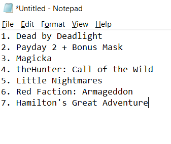 pantatgiok's tweet photo. [👑Steam Keys Giveaway!👑]

Giveaway kecil 7 kunci steam (dari Humble Bundle) 😚

Headliner: 
Dead by Deadlight &amp; Payday 2.

Complete game list &amp; proof attached!

How to enter:
Simple bois, cuma begindang:
1. Follow aing
2. Retweet

Pengumuman di tanggal 14 Februari 2022! https://t.co/Zk7jCRjQkd