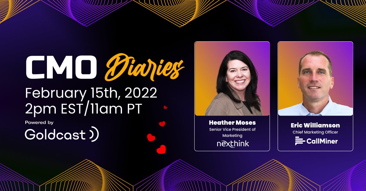 Dear Diary, 

Next week is Valentine's and love is in the air... 

Join me and the @GoldcastEvents team for a passionate discussion on marketing. Feb. 15, 2 pm ET. RSVP here -->goldcast.io/cmo-diaries 

#marketing #brand #events <a href="/nexthinknews/">Nexthink</a>