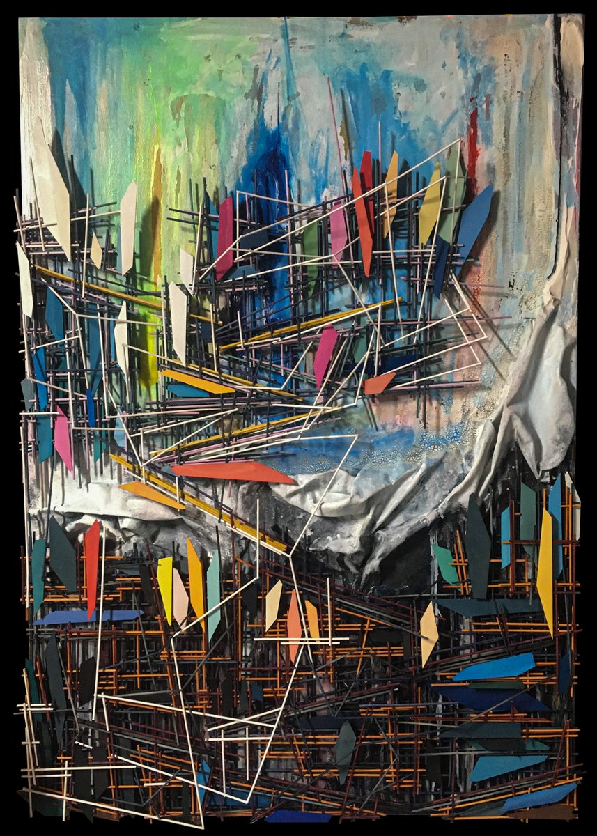 So happy to share my newest painting with everyone!
"TARSONG"
32"x46"x6" - Mixed Media on cradled wood panel.
(Wood scraps, Loose canvas, bamboo, acrylic, glass marbles)
garrettplummer.wixsite.com/garrettplummer
instagram.com/garrettplummer…