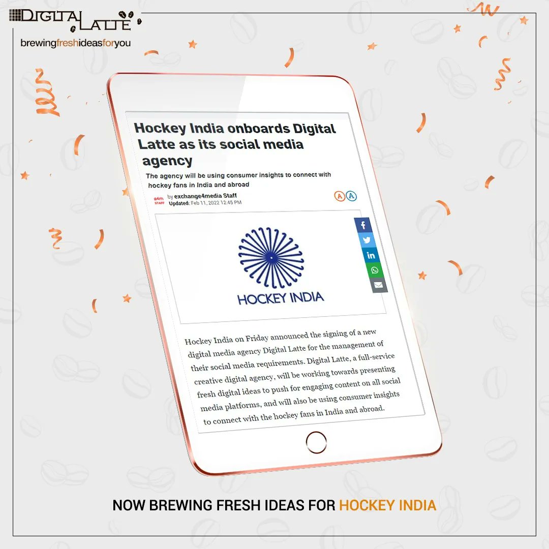 DigitalLatte's tweet photo. #ClientDiaries
We are thrilled to win the Digital Mandate for @TheHockeyIndia. 

Hockey is a sport of intrinsic value to our cultural and national identity in India. 

It is a great opportunity for us to associate with Hockey India. 
#DigitalAgency
#DigitalMarketing #HockeyIndia https://t.co/nkPIVlAUFd