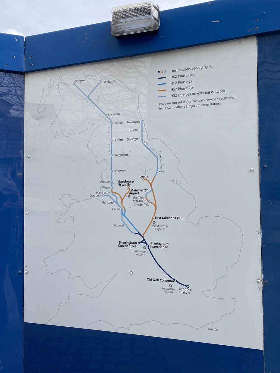 chailey_'s tweet photo. Walked over to #MilleniumPoint via the Curzon Street HS2 works – wow, it’s a mess for pedestrians at the moment. Also the map on the hoardings is still showing the cancelled Phase 2 to Leeds :-( #DayOff https://t.co/xxZxUPQyuq
