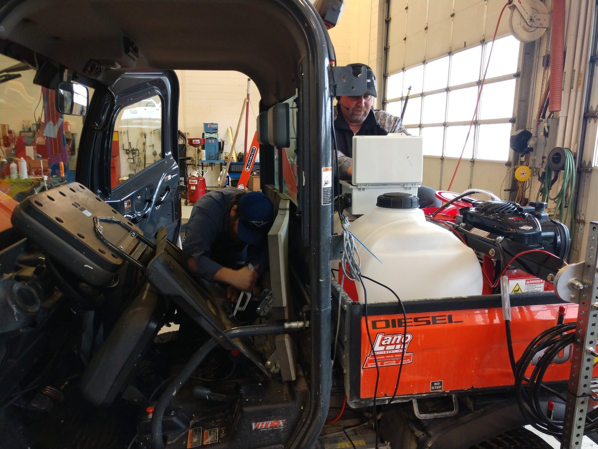 turfwerksinc's tweet photo. Putting the final touches on a new @TraqnologyGPS unit going out to the City of Lakeville in Minnesota. This efficient and effective autosteer line marking solution should save the City a lot of time (and headaches!). #newtechnology #traqnology #GPSLineMarkingSolutions https://t.co/LDghfyRBEg