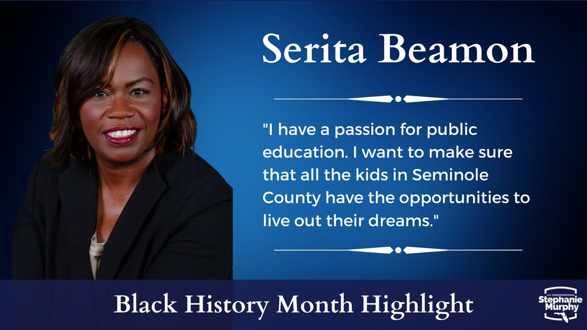 RepStephMurphy's tweet photo. For today's #BlackHistoryMonth highlight, we're honoring Serita Beamon, Superintendent of @SCPSInfo. 

She is both the 1st woman and 1st Black superintendent of the district, and is working hard to ensure all students have the tools and resources they need to succeed. https://t.co/DP72hjxl3x