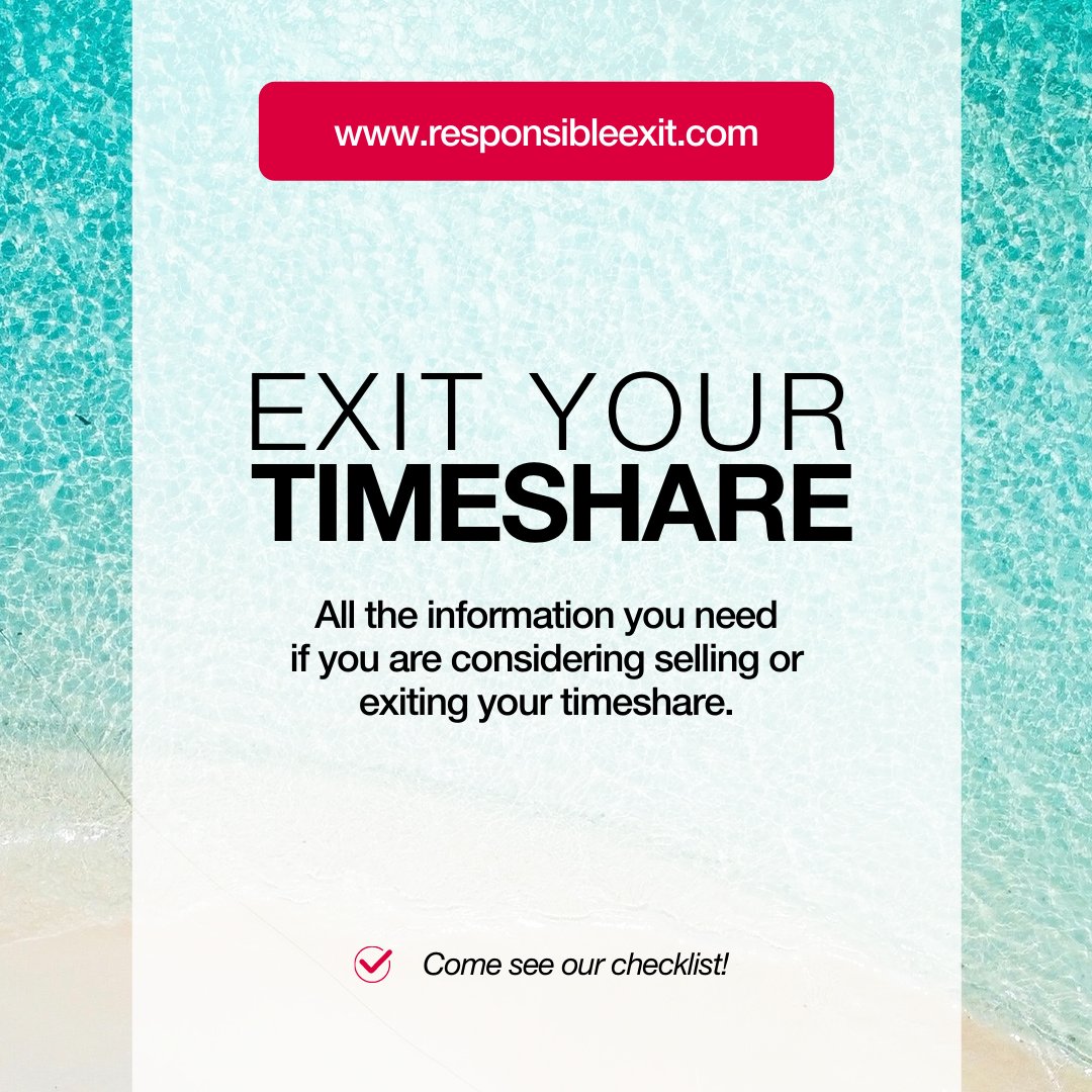 ResponsibleExit's tweet photo. Save yourself money and time by using our checklist on our website to exit your timeshare through your developer.⁣⁣Ensure you have all of the documentation you need by visiting our website #timeshareexit https://t.co/s2NvH0NEMx