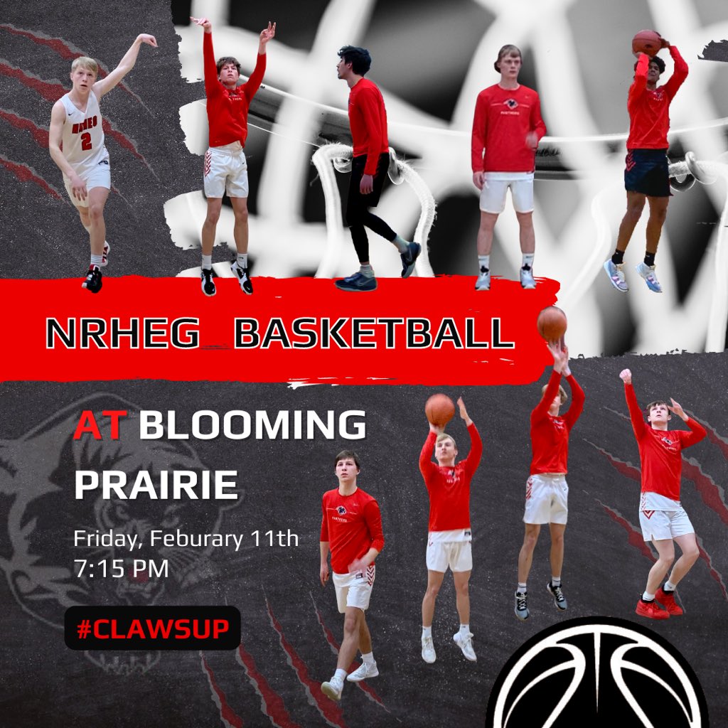 NRHEG_BoysBBall's tweet image. GAME 🏀 DAY❗️
________________

NRHEG 🐾 Panthers 
at
Blooming Prairie 🌸Blossoms 
_________________

#nrhegpanthers 💯
#clawsup 🐾
#defendthenet ❌
#attacktherim ⛹️ 
#gopherconference 〽️ 
#basketball 🏀
