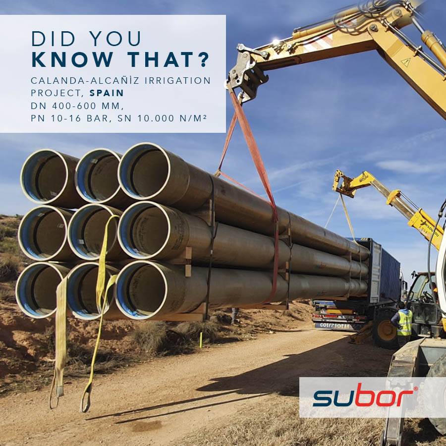 SuborPipe's tweet image. Calanda-Alcañiz Irrigation Project in Spain is an irrigation canal rehabilitation project for which SUBOR has supplied 3.3 km of GRP pipes with a diameter of DN 400-600.
#subor #suborpipe #pipesystem #GRP #GRPpipe #CTP #CTPboru #PRV #TubePRV #irrigation #agriculture