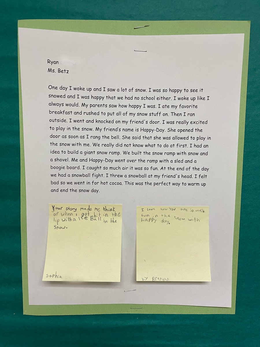 Celebrating our writing process by leaving comments on our friend's hard work and hanging our master pieces in the hallway! So proud of these authors! ✏️ <a href="/Jennifer_LynnP/">Jennifer Pullara</a> <a href="/MsMcGovernLB/">Anna McGovern</a> <a href="/LBSchoolsNY/">LongBeachSchools</a> <a href="/LindellPTA/">LindellPTA</a> <a href="/RomanelliPaul/">Paul Romanelli, Ed.D.</a> #lbleads