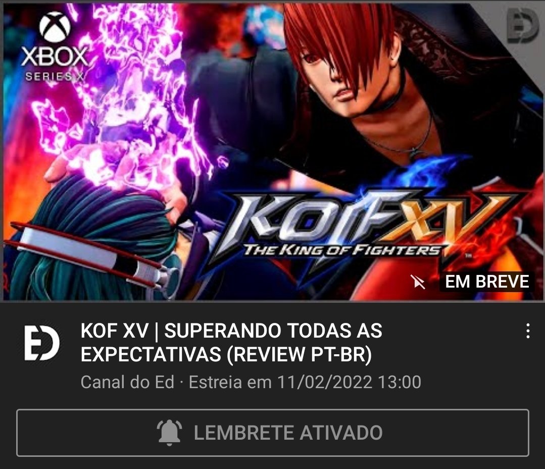 SXGAMESoficial's tweet photo. Já deixei o lembrete ativado pra assistir lá no @CanalDoEd_!
Fiz a pré compra  da edição Deluxe e não vejo a hora de chegar dia 14 pra jogar esse novo The King of Fighters aqui no Xbox Series X!
😱🤩 https://t.co/iDydPhxtXU