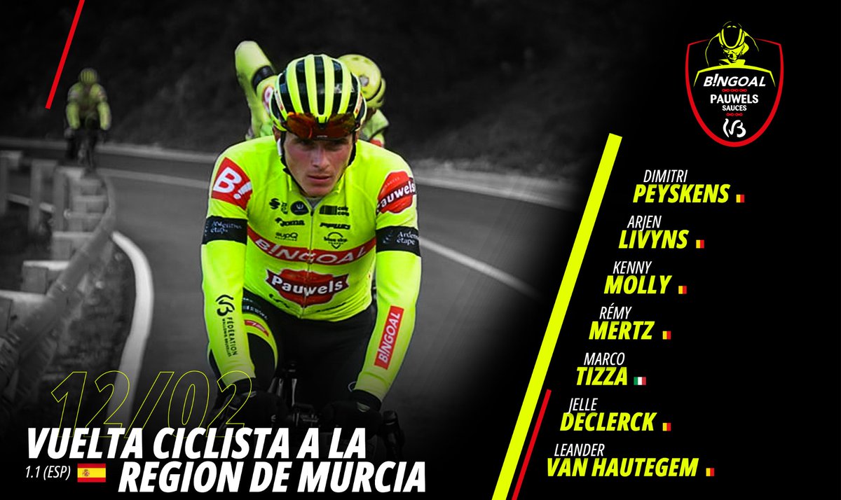 WagnerBazinWB's tweet photo. Sรฉlection pour la @VueltaRM (1.1, Esp) de ce samedi 12/02.
@DimitriPeyskens ๐ง๐ช
@ALivyns ๐ง๐ช
@KennyMollyKai ๐ง๐ช
@RemyMertz ๐ง๐ช
@marcotizza ๐ฎ๐น
@jelledeclercq ๐ง๐ช
#leandervanhautegem ๐ง๐ช
โพ Infos course > https://t.co/mkfGiLyaoI
#bingoalpauwelssauceswb
#VueltaRM https://t.co/jhhoXq1IpB