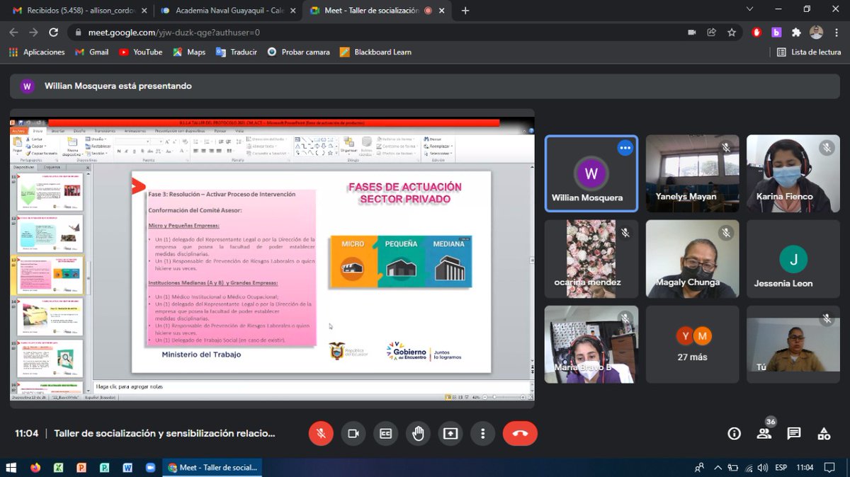 MinTrabajoEc's tweet photo. #MDTInforma | 90 docentes y personal administrativo de la Academia Naval de Guayaquil recibieron #CapacitaciónMDT del "Protocolo de Prevención y Atención de casos de discriminación, acoso laboral y toda forma de Violencia contra la Mujer en espacios de Trabajo".
#JuntosLoLogramos https://t.co/iEF1ObEmIY