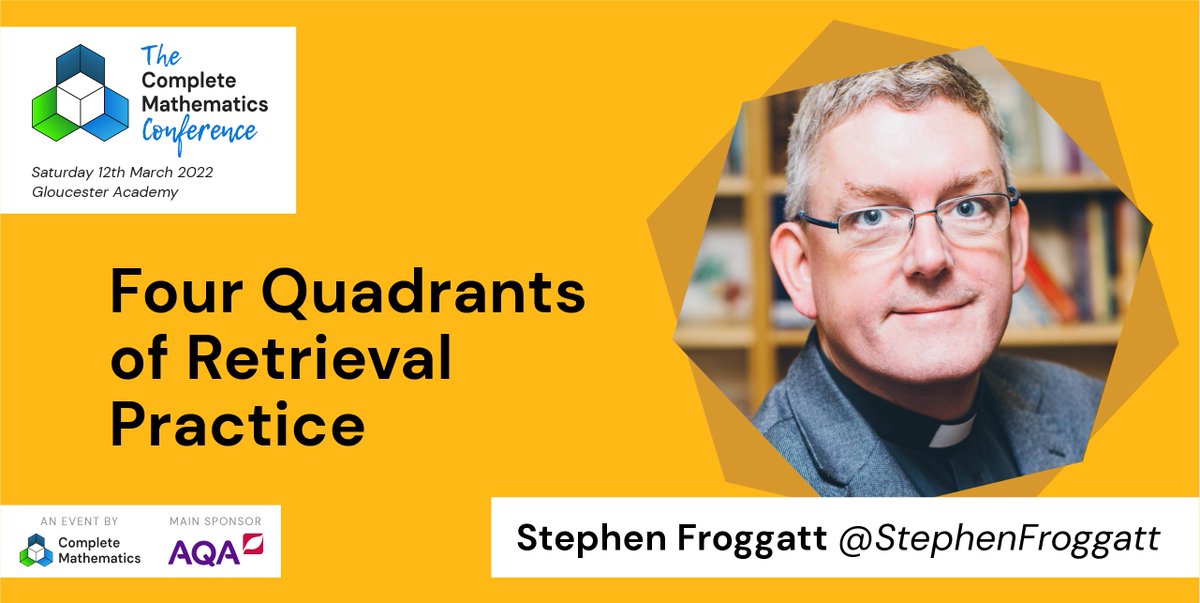 Complete Maths (@lasalleed) on Twitter photo 📣 Another #MathsConf28 workshop announcement!
🧮 Four Quadrants of Retrieval Practice
🏫 Primary and Secondary
👨🏫 Stephen Froggatt <a href="/StephenFroggatt/">Stephen D T Froggatt</a>
👉 Submit a proposal here: completemaths.com/mathsconf/28 📣 Another #MathsConf28 workshop announcement!
🧮 Four Quadrants of Retrieval Practice
🏫 Primary and Secondary
👨🏫 Stephen Froggatt <a href="/StephenFroggatt/">Stephen D T Froggatt</a>
👉 Submit a proposal here: completemaths.com/mathsconf/28