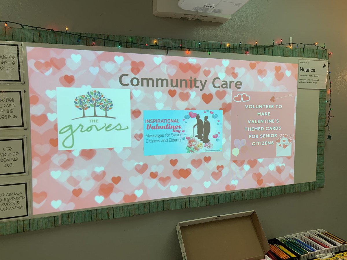 RebersRoom's tweet photo. Today in homeroom to took some time to acknowledge those in need of an encouraging note in our community. We had the pleasure of making Valentines for residents at a local facility. @NowlinMiddle @ISDSchools #communityappreciation https://t.co/La0F0dhhqy