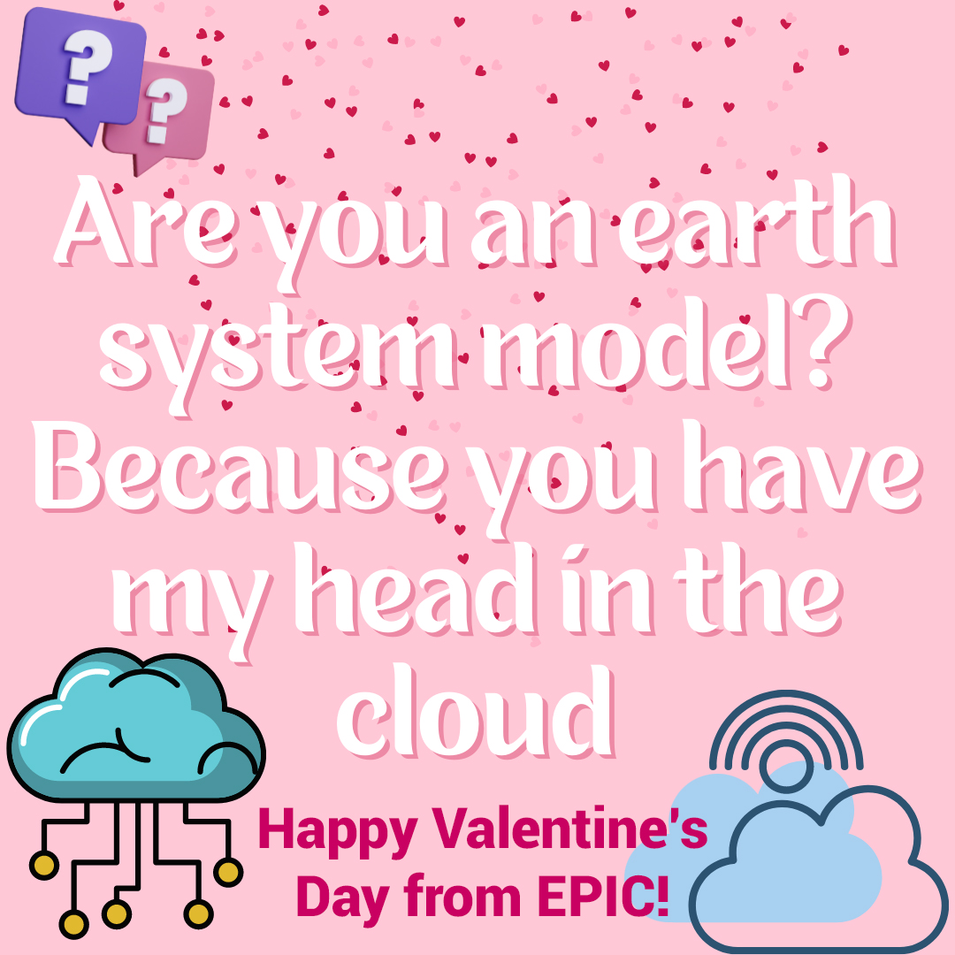 noaaepic's tweet photo. Are you an earth system model? Because you have my head in the cloud. ⛅️💕
Happy Valentine’s Day from EPIC!
#NOAAEPIC #NOAA #weather #forecast #UFSCommunity #climate https://t.co/KGSIFM9Mqz