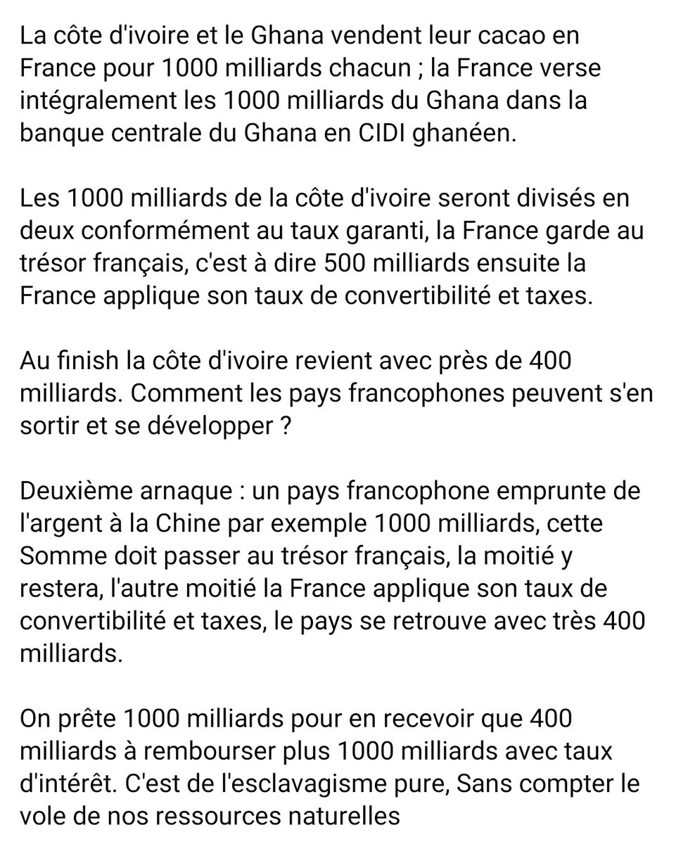Cosa76's tweet photo. 🛑La #Francafrique pour les nuls... La malédiction du #FCFA franc des colonies françaises d'Afrique. @DGTresor @banquedefrance

#Gabon #Togo #Cotedivoire #Cameroun #Tchad #Guinee #Niger #Mali #BurkinaFaso #Senegal #Centrafrique

@Nath_Yamb @Survie @KemiSeba1 @mariamalagardis https://t.co/Jk7rDVHJPL