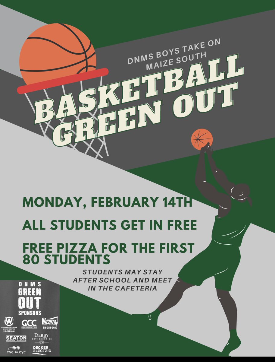 DerbyNorthHoops's tweet photo. Monday: let’s plan now to go! Free food for the first 80 students and free admission to the game! https://t.co/RNVBdspZLk