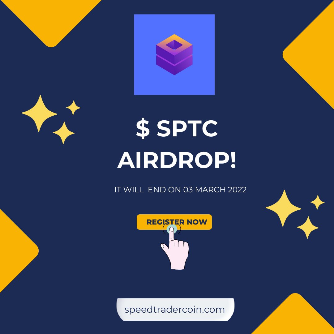 speedtradercoin's tweet photo. $50,000 worth of #SPTC(at pre-sale price)to be distributed to top 100 participants(list will be updated on our website https://t.co/8QKWPOAr95)
➡️Airdrop ends on 03/03/2022
➡️To join the airdrop, use our bot https://t.co/8RGTgE8dLi

#Airdrops
#Speedtradercoin
#Giveaways https://t.co/NUkrUyQvRh