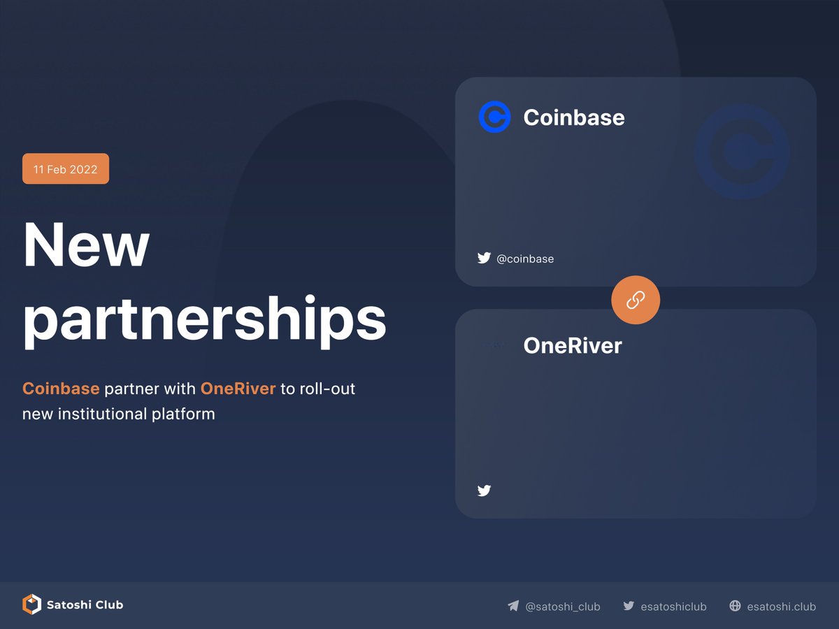 Satoshi Club (@esatoshiclub) on Twitter photo 🔥 Coinbase partner with OneRiver to roll-out new institutional platform
👉More information: cointelegraph.com/news/coinbase-…
👉Follow <a href="/esatoshiclub/">Satoshi Club</a>
#Coinbase #blockchain #satoshiclub 🔥 Coinbase partner with OneRiver to roll-out new institutional platform
👉More information: cointelegraph.com/news/coinbase-…
👉Follow <a href="/esatoshiclub/">Satoshi Club</a>
#Coinbase #blockchain #satoshiclub