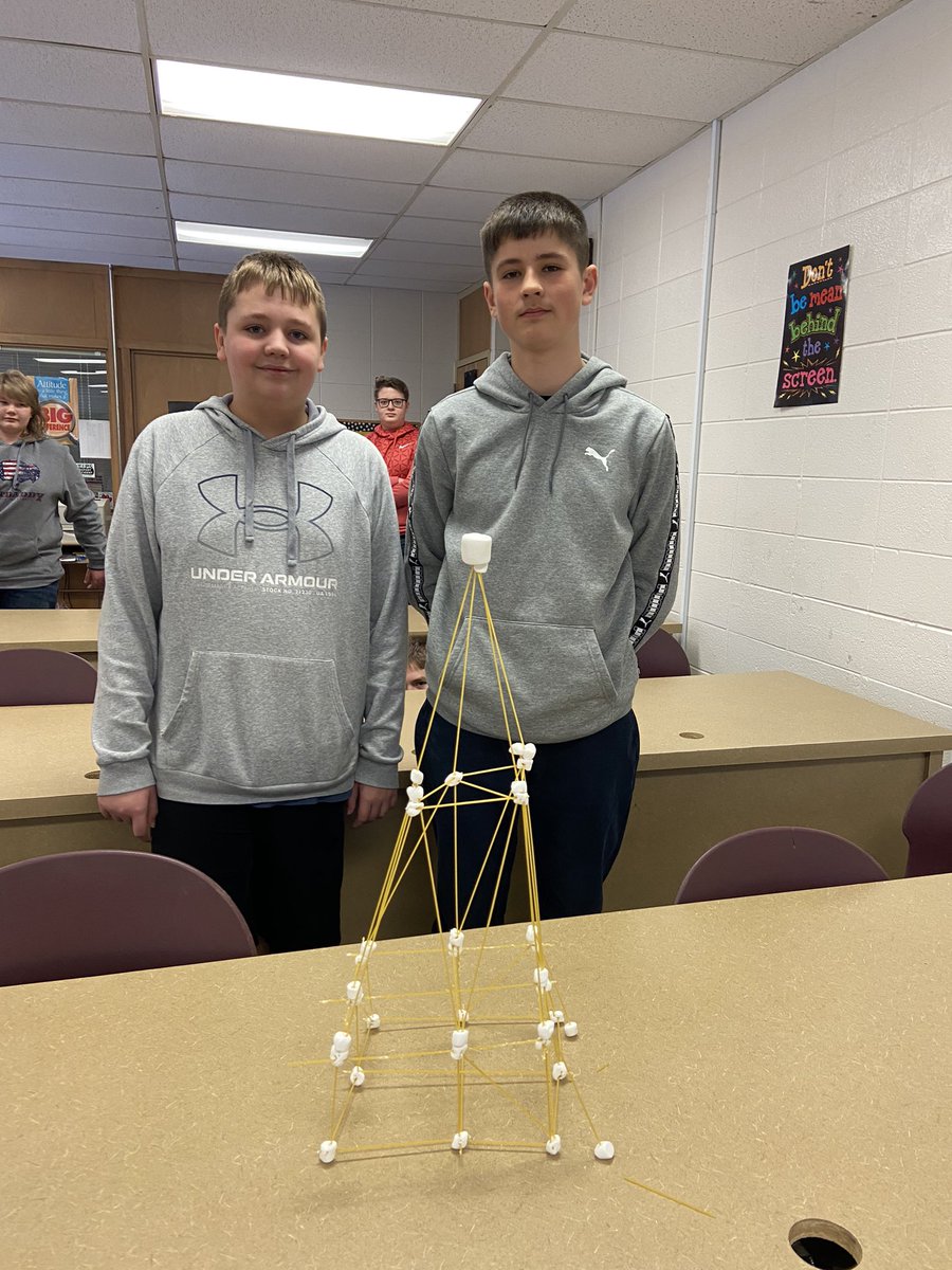 lkeethteach's tweet photo. Team building challenge on who can build the highest tower using marshmallows and spaghetti. @LRMSWildcats https://t.co/2vpH2KFvkw
