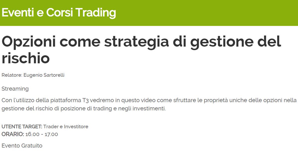 👨‍🏫 Martedì 15/02/22, dalle 16 alle 17, i soci <a href="/eugenio_sart/">eugenio sartorelli</a> e <a href="/AgaBarberini/">AGA SKORUPINSKA</a> spiegheranno, in un #webinar gratuito promosso da <a href="/Webank/">Webank</a>, come sfruttare le proprietà delle #opzioni nella gestione del #rischio di posizione di #trading e negli #investimenti
👇
bit.ly/367pVBH