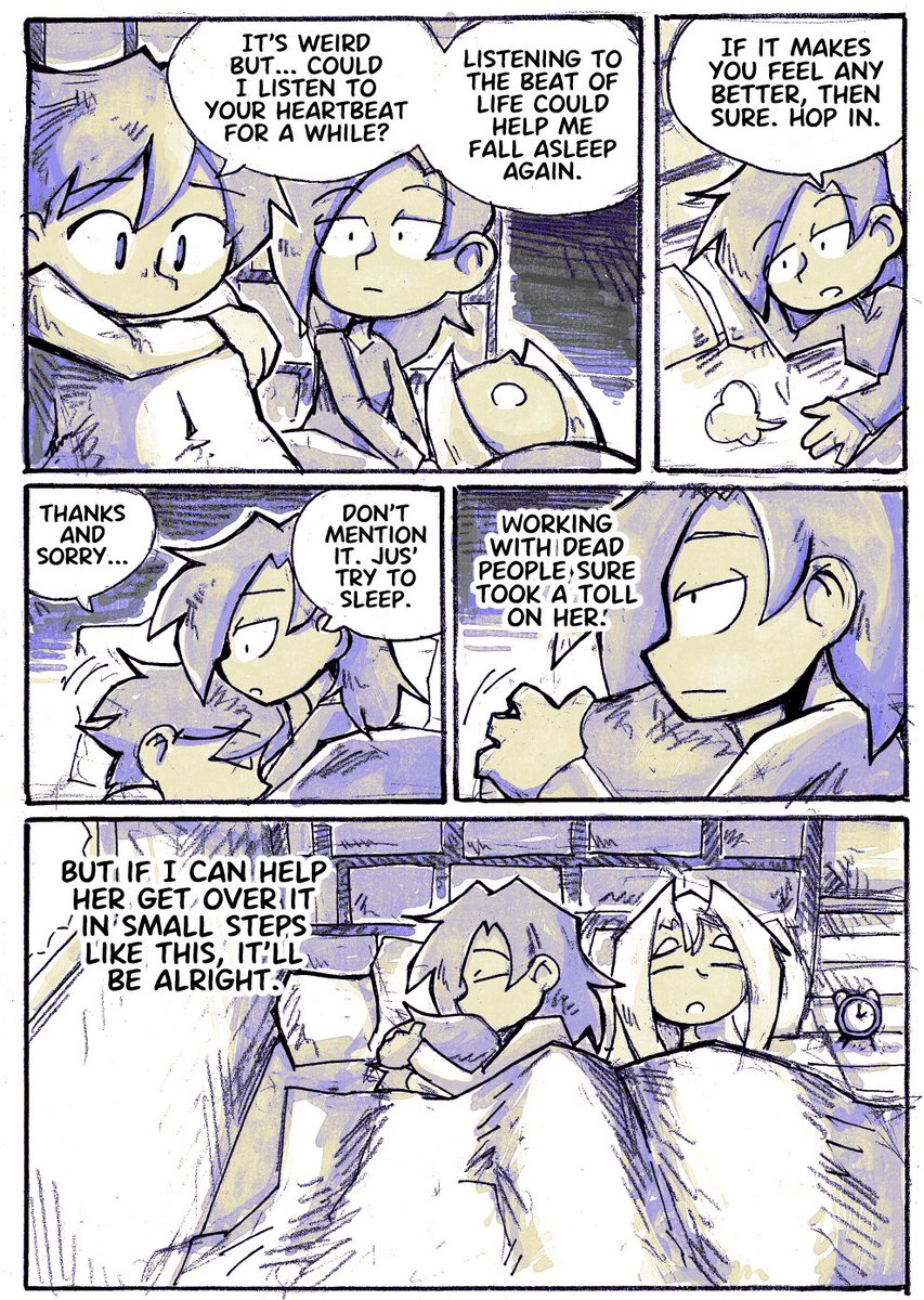 Lotta bonus comic, and not even a fun one at that.
It was supposed to be included in a proper chapter, but I couldn't find a suitable slot for it.
Who could've imagined that cleaning dead bodies wouldn't be that fun in the long run.