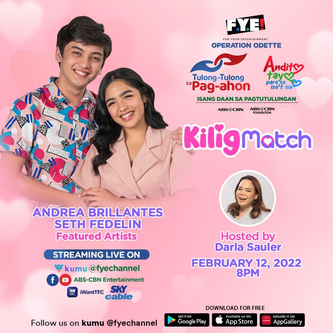 starmagicphils's tweet photo. Abangan ang mga kilig challenges at sorpresang inihanda ng #SethDrea para sa inyo! ❤️

Feb 12 8PM sa Kumu, YT, FB, iWantTFC, SKY Cable.

#KiligMatchSethDrea
#TulongKapamilya 
#AnditoTayoParaSaIsatIsa

DSWD Authority/Solicitation Permit No. DSWD-SB-SP-00026-21, Nationwide. https://t.co/ygnAN09iBY