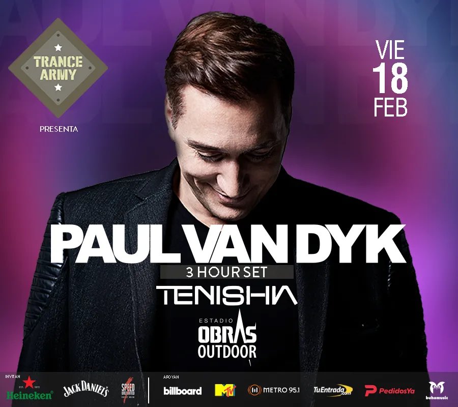 TuEntrada.com (@tuentrada) on Twitter photo PAUL VAN DYK presentandose desde el Estadio Obras junto a Tenishia‼️
📆 VIERNES • 18 FEB • 20hs
🎤 Entradas en cutt.ly/HO7gGVD
<a href="/PAULVANDYK/">Paul van Dyk</a> <a href="/TenishiaMusic/">Tenishia</a> <a href="/EstadioObras/">Estadio Obras</a> #trance #paulvandyk #buenosaires #electronica #dj PAUL VAN DYK presentandose desde el Estadio Obras junto a Tenishia‼️
📆 VIERNES • 18 FEB • 20hs
🎤 Entradas en cutt.ly/HO7gGVD
<a href="/PAULVANDYK/">Paul van Dyk</a> <a href="/TenishiaMusic/">Tenishia</a> <a href="/EstadioObras/">Estadio Obras</a> #trance #paulvandyk #buenosaires #electronica #dj