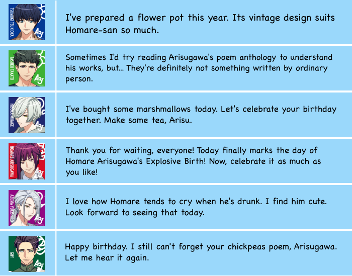 🌹HAPPY BIRTHDAY HOMARE🌹
Here's a translation for the boys' home lines.