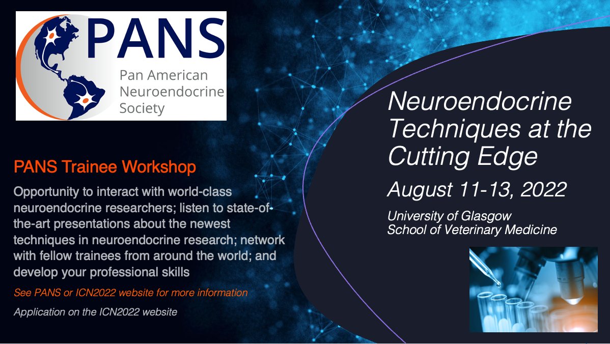 paneuroendo's tweet image. Trainees! This is a great opportunity to learn and discuss cutting edge techniques in neuroendocrinology with leaders in the field. Acceptance is limited so make sure you register now!

Faculty! Contact us to participate in this Workshop.
Paneuroendo.com 
#INF #BSN