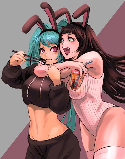outerstructure's tweet image. gm and happy fri! my @uwucrewnft bunnies in signature @6maker_nft style, tysm! Good Muscle ❤️🐰🐰💪