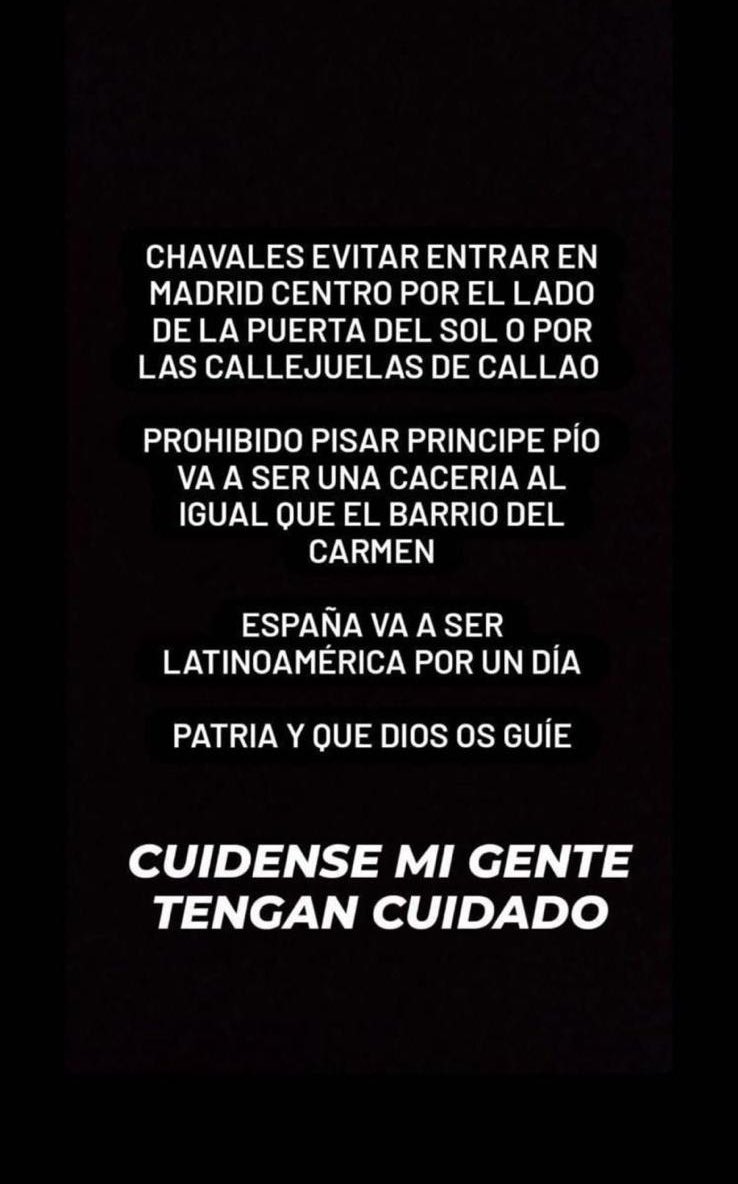 nuriape__'s tweet photo. madrid me está dando vibes de la purga no entiendo nada esto es real? https://t.co/SegBRW2Ngd