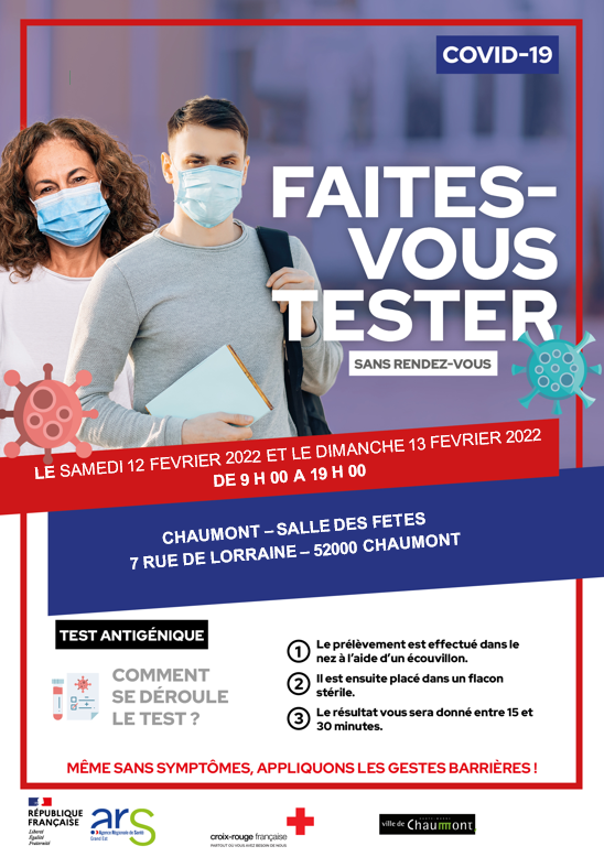 ars_grand_est's tweet photo. COVID-19 #DEPISTAGE EN HAUTE-MARNE #ARS52
Des créneaux (#tests #antigéniques) sont mis en place :
🗓️ SAMEDI ET DIMANCHE 12 & 13 FEVRIER 2022
🔹9h à 19h SALLE DES FETES à CHAUMONT
🔹9h30 à 18h MAIRIE à LANGRES
🔹9h à 19h ANTENNE DE LA CROIX ROUGE FRANÇAISE à SAINT-DIZIER https://t.co/A15D632hJ7