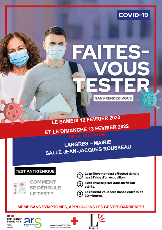 ars_grand_est's tweet photo. COVID-19 #DEPISTAGE EN HAUTE-MARNE #ARS52
Des créneaux (#tests #antigéniques) sont mis en place :
🗓️ SAMEDI ET DIMANCHE 12 & 13 FEVRIER 2022
🔹9h à 19h SALLE DES FETES à CHAUMONT
🔹9h30 à 18h MAIRIE à LANGRES
🔹9h à 19h ANTENNE DE LA CROIX ROUGE FRANÇAISE à SAINT-DIZIER https://t.co/A15D632hJ7