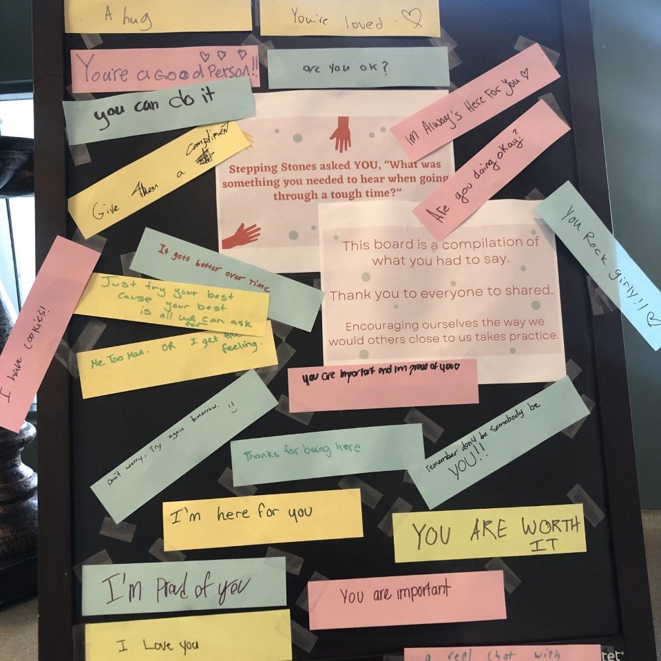 BVHS_Bobcats's tweet photo. #PinkShirtDay activities at BVHS this week. "What was something you needed to hear when going through a tough time?" Great examples of #BVcares @SteppingS2MH https://t.co/4xdIr1QVGk