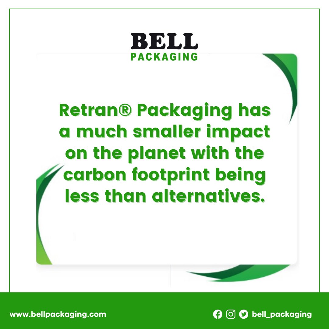Bell_Packaging's tweet photo. Retran® Packaging has a much smaller impact on the planet with the carbon footprint being less than alternatives.

For more information on our Retran® Packaging please visit our website - https://t.co/JUIm6kVY3M https://t.co/KdLyNjab9I