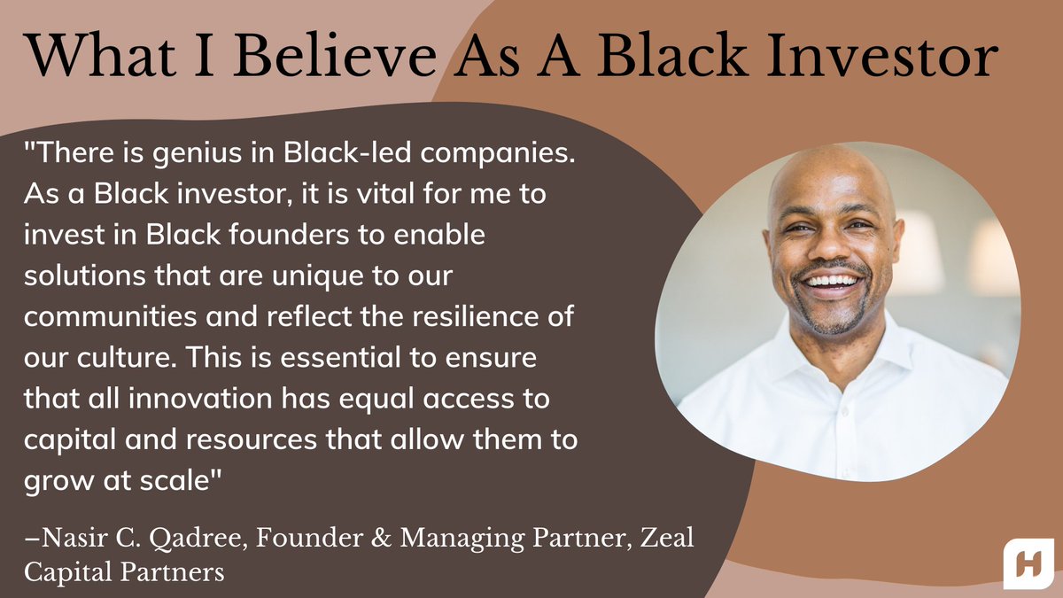 Humanly (@humanlyhr) on Twitter photo What Founder and Managing Partner, <a href="/NasirQadree/">Nasir C. Qadree</a> of <a href="/ZealVC/">Zeal Capital Partners</a>, says about investing in Black-led organizations:
#BHM2022 #BHM #HR #Diversity #DEI What Founder and Managing Partner, <a href="/NasirQadree/">Nasir C. Qadree</a> of <a href="/ZealVC/">Zeal Capital Partners</a>, says about investing in Black-led organizations:
#BHM2022 #BHM #HR #Diversity #DEI