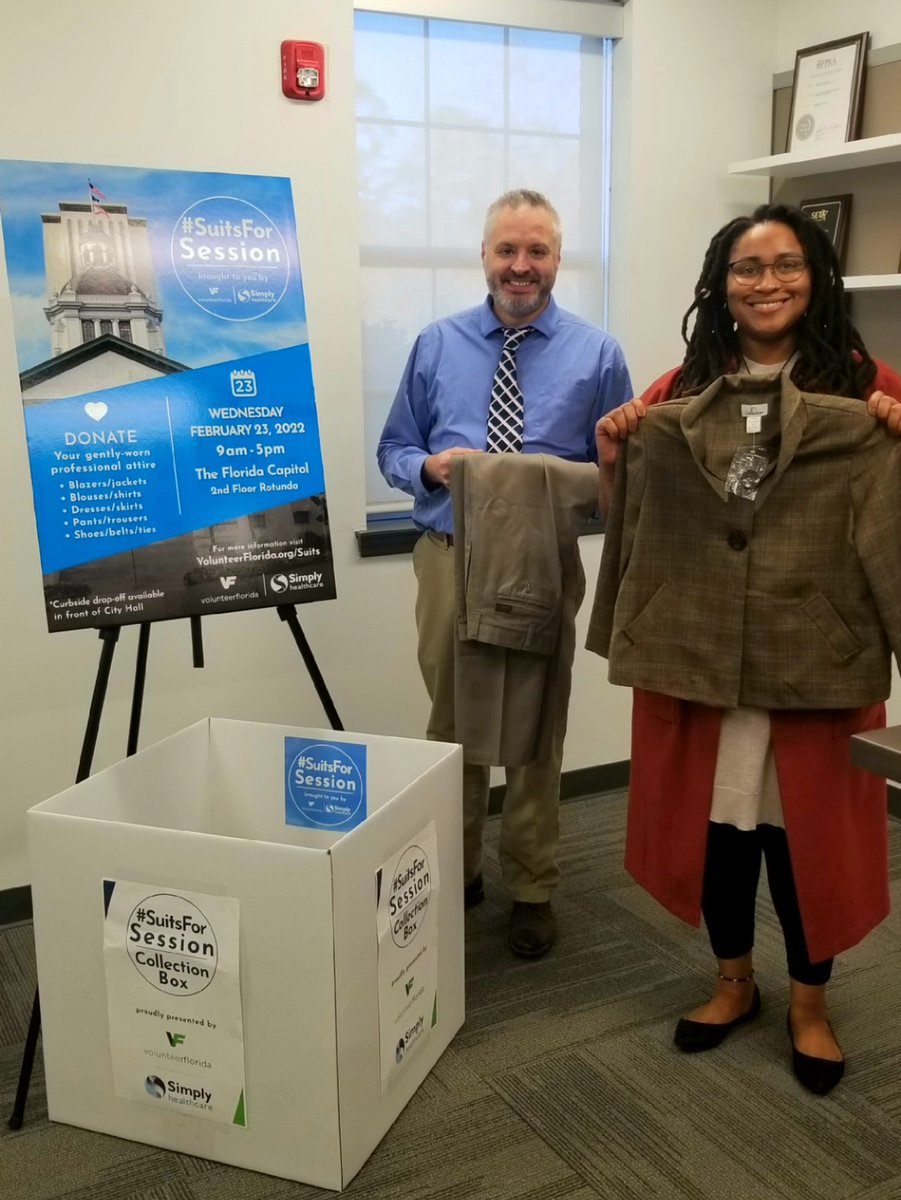 CareerSource Florida proudly supports <a href="/VolunteerFla/">Volunteer Florida</a>'s annual #SuitsForSession donation, which distributes new and gently-worn business attire to job seekers! Join us at Florida's Capitol Feb. 23 to donate, or reach out to <a href="/VolunteerFla/">Volunteer Florida</a> to find a donation box near you!