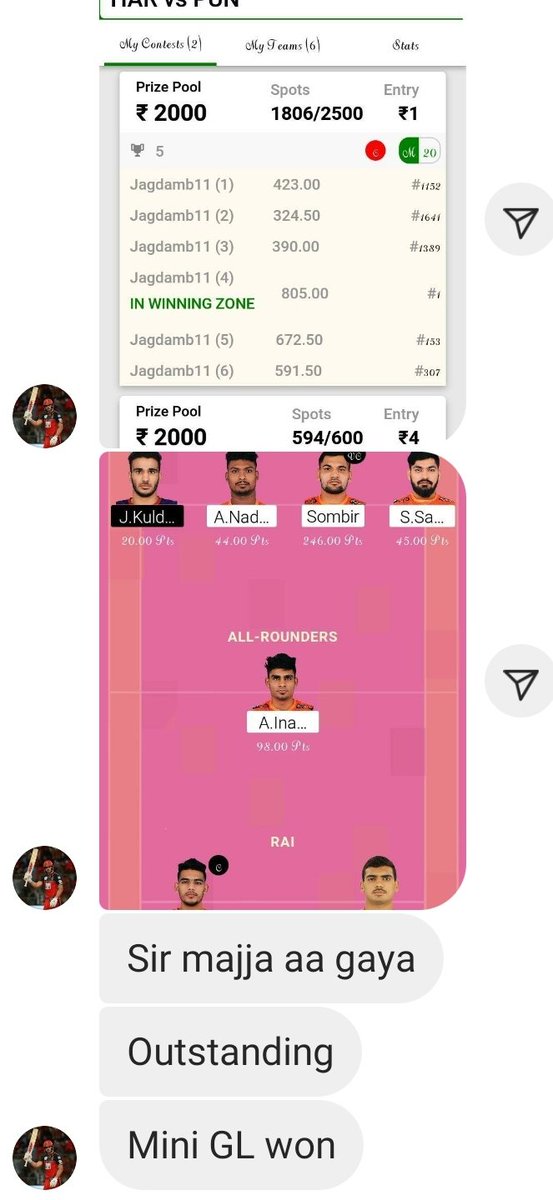 SportsStatsFree's tweet photo. Again 1 More Day Again 2 More User Won Mini Grand League at #MyFab11 of Our Fantasy Prediction For Free YouTube Channel and Telegram Channel Regular Members. Congratulations to All of You.
#WonMiniGL #WonGL #FantasyPredictionForFree https://t.co/H1BM31G5ye