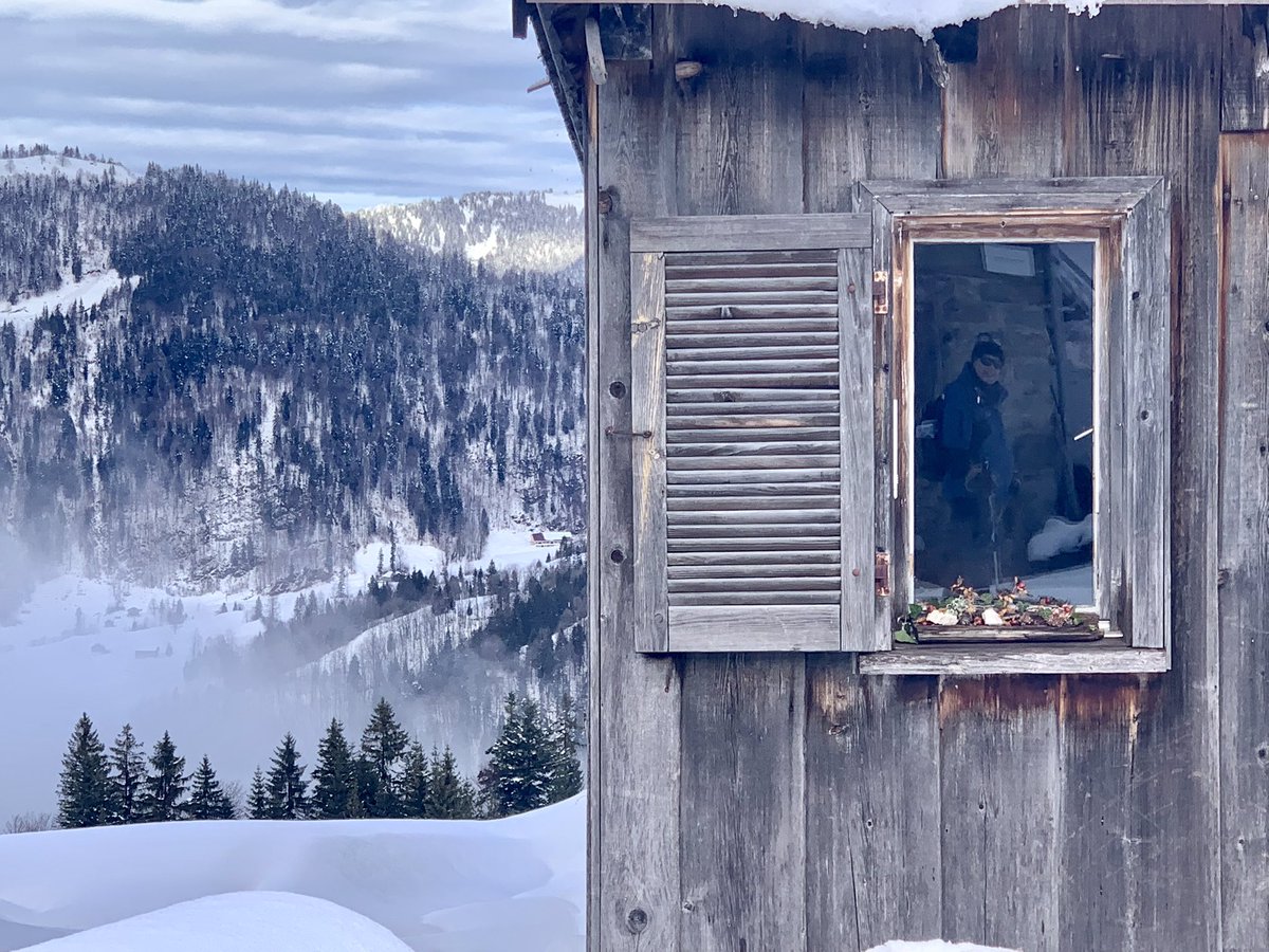 Ddukescon's tweet photo. We loved our winter walk in #Schetteregg in #Bregenzerwald. Early in the season but not too early to be almost hit by a roof avalanche! https://t.co/4cK5KqYTqF