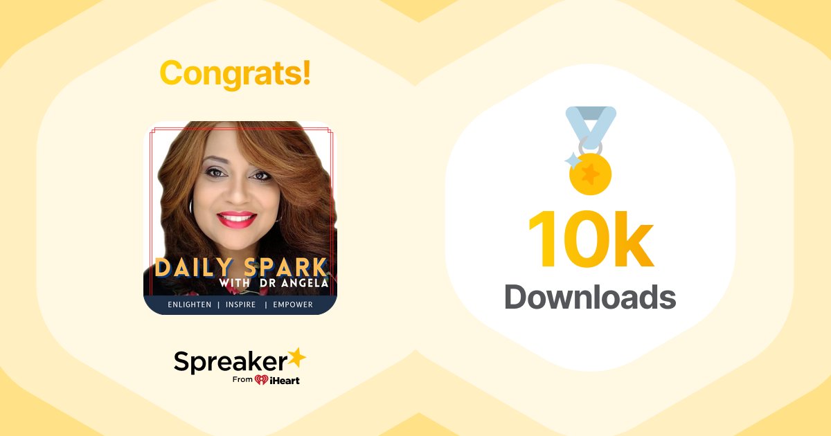 Thanks, everyone for getting us to over 10k downloads on #dailysparkwithdrangela ! Your continued support really is appreciated. Check it out on spreaker.com/show/daily-spa…