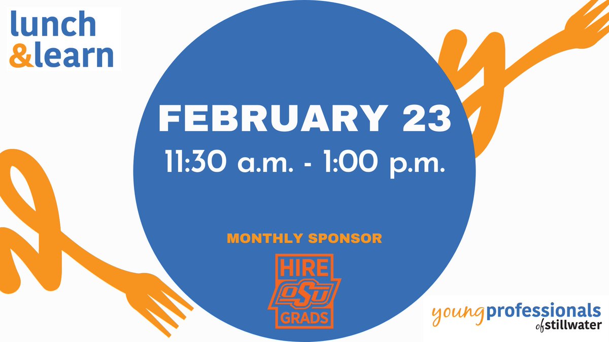 YPStillwater's tweet photo. What do employers want? That's the question Kelsie Paul will answer at our Lunch &amp; Learn on Feb. 23. She'll also tell us about all the services available to OSU alumni through @HireOSUgrads. RSVP at https://t.co/lCyNTyFvhH to join us the Chamber. https://t.co/9g7ijEGMtQ