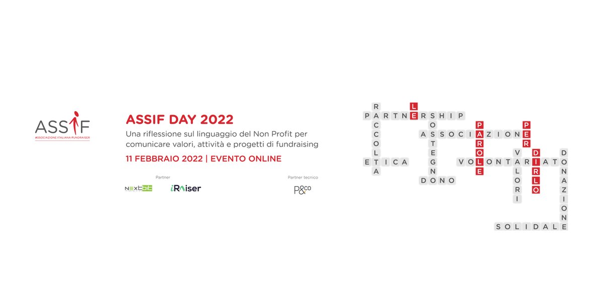 Oggi, 11 febbraio 2022, in veste di partner tecnici dell’#AssifDay2022, abbiamo trovato insieme all’Associazione Italiana Fundaiser, “Le parole per dirlo”.

Le parole hanno un ruolo e un peso nella costruzione della realtà, e comunicarlo ci sta davvero a cuore!
