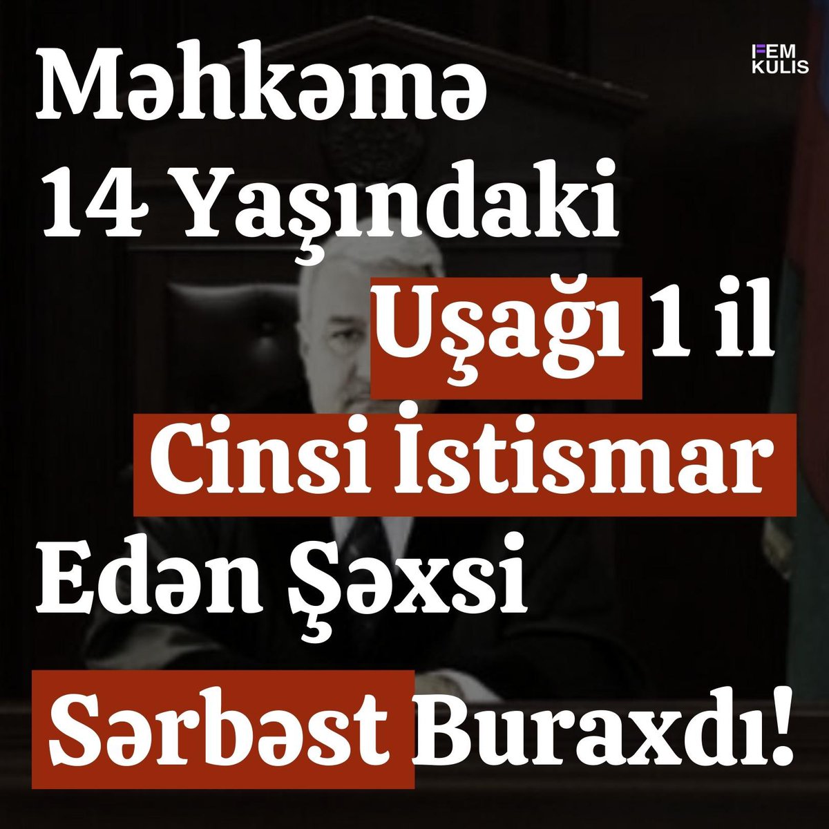 DİQQƏT!!!

Dünən Bərdə Rayon Məhkəməsində Məhərrəm Ələkbərovun sədrliyi altında keçirilən məhkəmə iclasında 14 yaşlı uşağa bir il ərzində mütəmadi cinsi zorakılıq edən şəxsə bəraət verilib. 

+