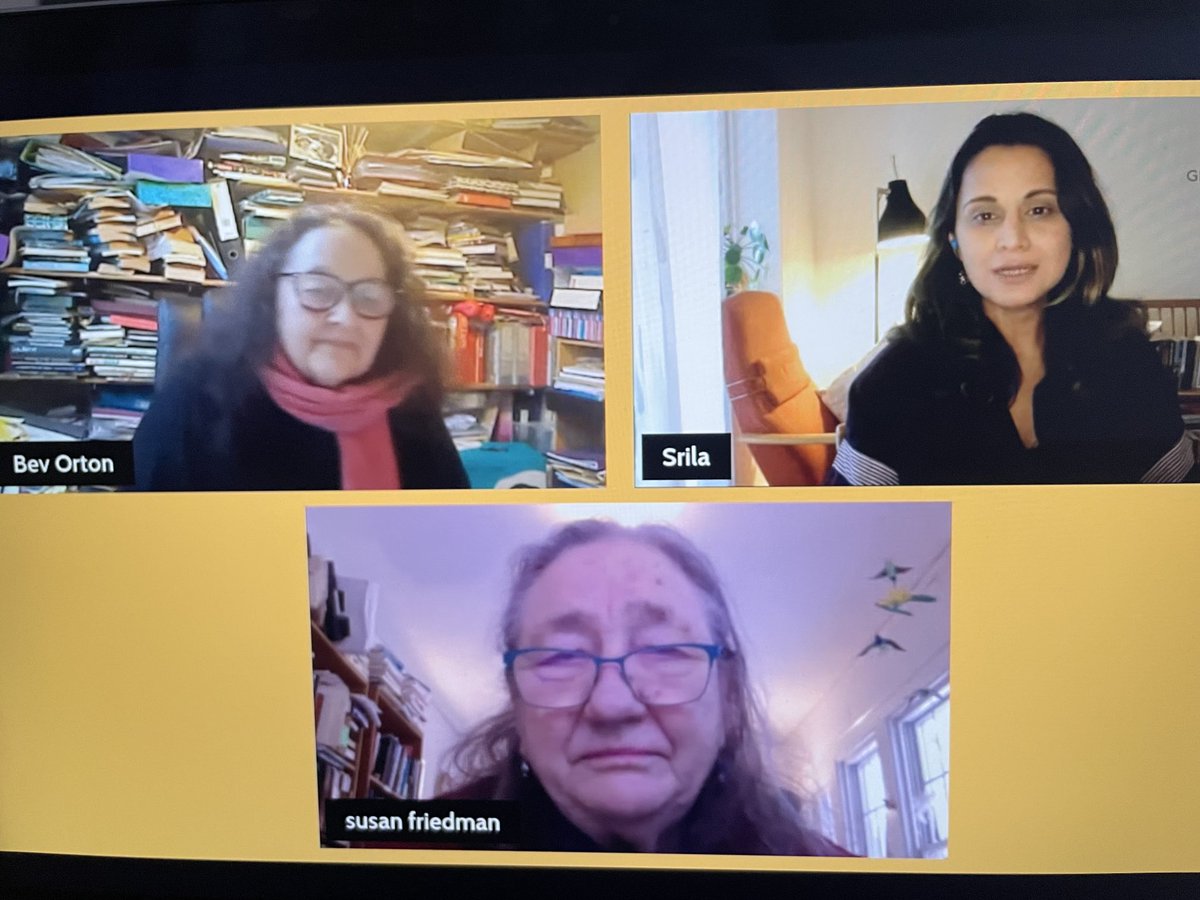 YasminGun's tweet photo. Last session⁩ &amp; ⁦@ProfSrilaRoy⁩ on @globalgrace working btw the intimate &amp; global &amp; ‘how incommensurate categories sit together &amp; are allowed to play out’ always being a risk in how this messiness would play out https://t.co/EdQyTE1s90