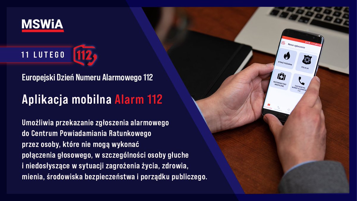 MSWiA_GOV_PL's tweet photo. ❌ Jeśli nie możesz wykonać połączenia g��osowego na #numer112, skorzystaj z aplikacji mobilnej #Alarm112 📱 https://t.co/TGUde2XnFk