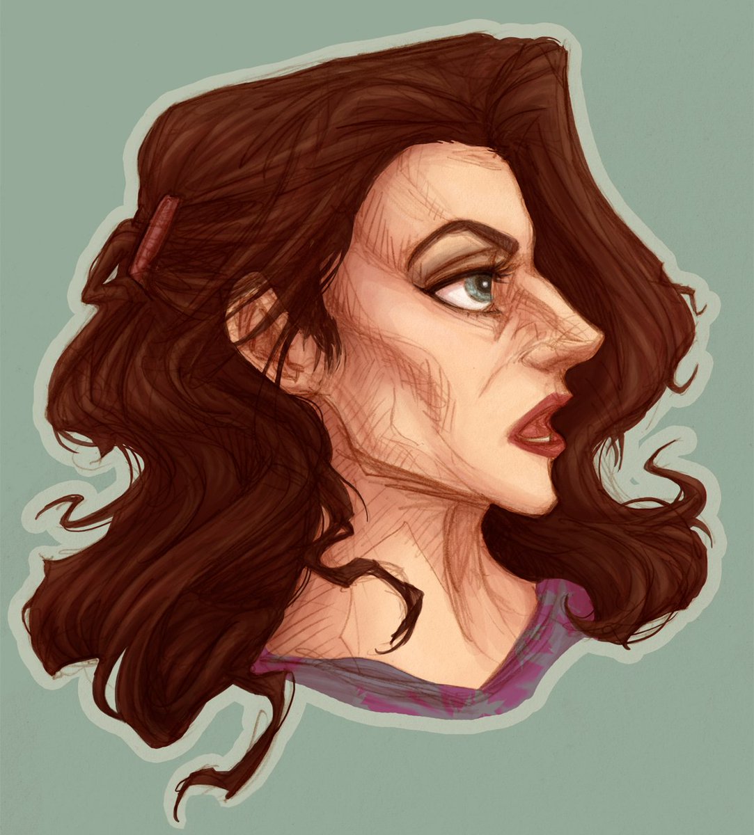 Faerthingale's tweet photo. Another sketch coloured! Vaguely perturbed Lilith, lightly referenced from a screenshot and restyled.
I love when she wore more berry-toned lipstick and dress combos, especially florals.
#chillingadventuresofsabrina #caos #caoslilith #michellegomez https://t.co/C4k29ntCJw